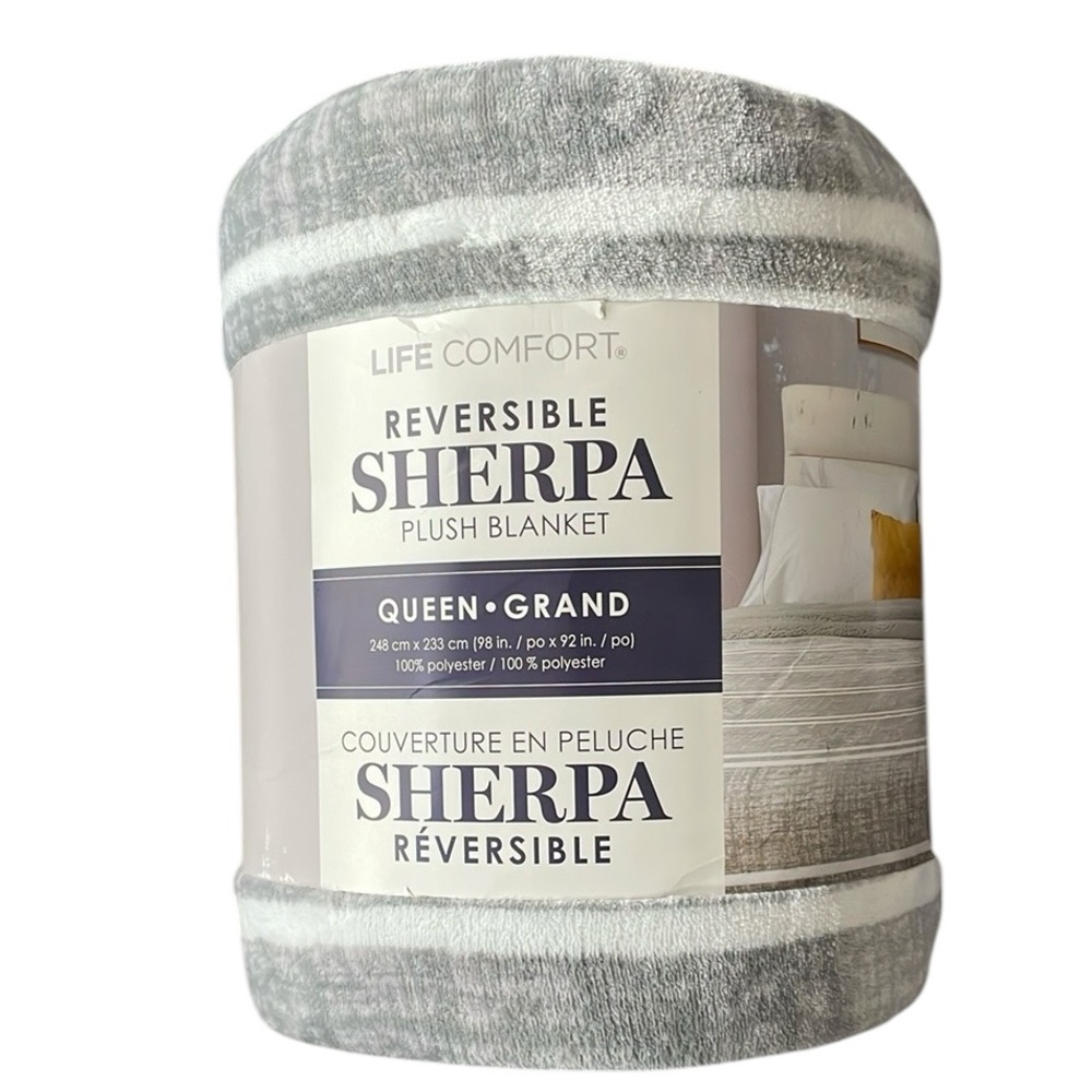 Gray Sherpa Plush Queen Blanket